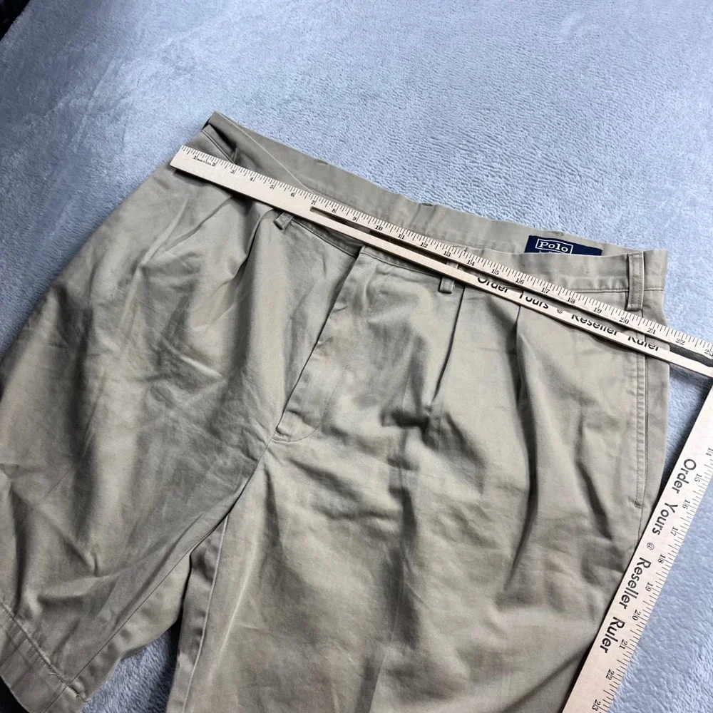 Polo Ralph Lauren Mens 42 Tan Khaki Pleated Classic Fit Cotton Twill Shorts
